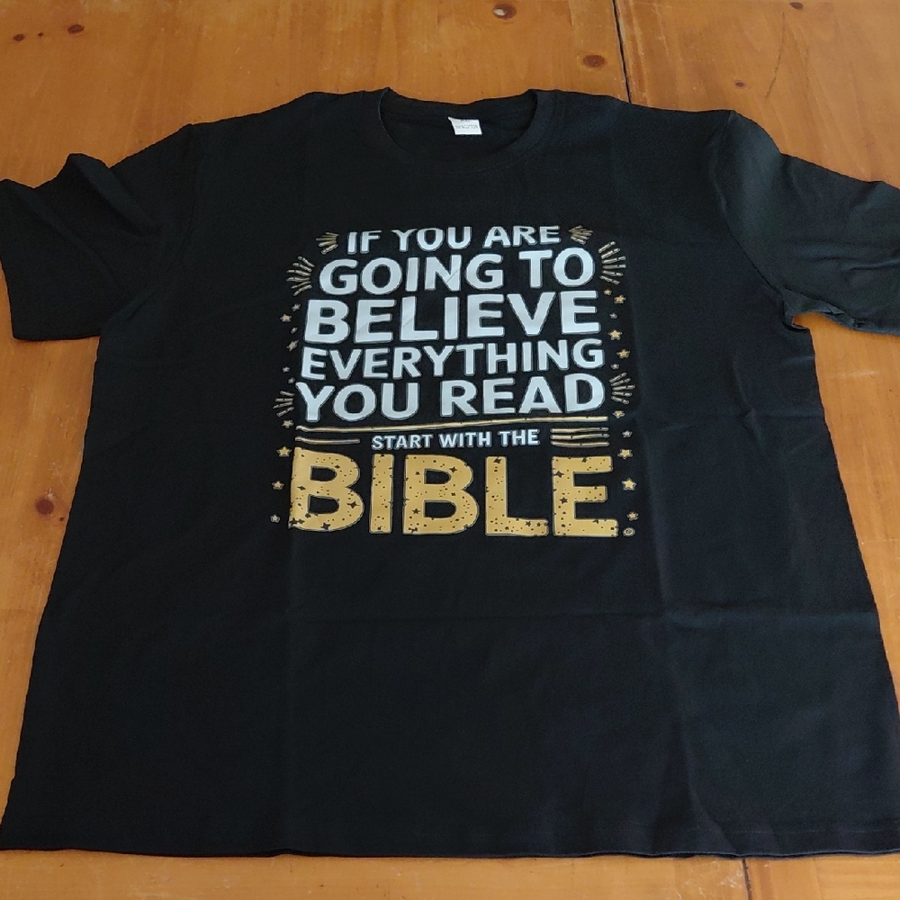 Nwot Black Graphic Christian T-Shirt Mens XL
